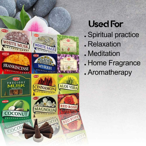 Hem 12 Assorted Boxes of Incense Cones, 12 X 10 (120 total)