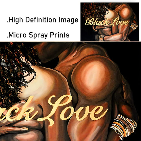 Unikei African American Canvas Wall Art Black Love Prints Black American Love Couple Picture On Canvas Love Hug Wall Art Decorations Home Decor for Kitchen Bedroom 16x24 Inch No Frame