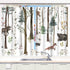 Rustic Forests Kitchen Curtain, Rustic Lodge Forest Cabin Country Hunting Window Treatment Set, Wild Animal Bear Moose Deer Fox in Forest Window Drapes 2 Panel Set for Kitchen Cafe Decor, 55X39IN