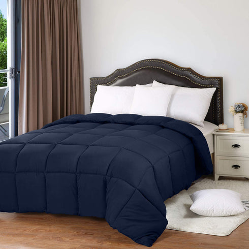 Utopia Bedding All Season 250 GSM Comforter - Soft Down Alternative Comforter - Plush Siliconized Fiberfill Duvet Insert - Box Stitched (King/Cal King, Navy)