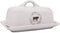 Creative Co-op Stoneware Butter Dish with Cow Decal, 6.75" L, White