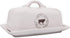 Creative Co-op Stoneware Butter Dish with Cow Decal, 6.75" L, White