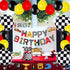 Race Car Birthday Banner and Cake Topper Racing Chequered Flag Hot Wheel Themed Birthday Party Supplies