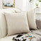 MERNETTE Pack of 2, Thick Chenille Decorative Square Throw Pillow Cover Cushion Covers Pillowcase, Home Decor Decorations for Sofa Couch Bed Chair 24x24 Inch/60x60 cm (Cream)
