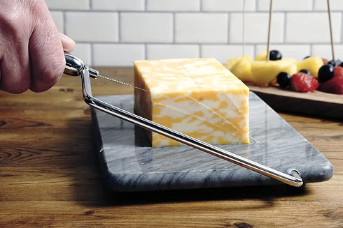 RSVP International Cheese Slicer Cut Cheese, Meats & Other Appetizers, 10.25x9.5x1", Gray Marble