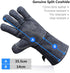932°F Heat Resistant Leather Forge Welding Gloves Grill BBQ Glove for Tig Welder/Grilling/Barbecue/Oven/Fireplace/Wood Stove - Long Sleeve and Insulated Lining for Men and Women (Gray,14-inch)