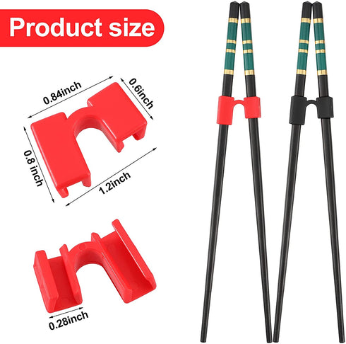 10 Pieces Reusable Chopstick Helpers Training Chopsticks Hinges Connector Reusable Plastic Training Chopstick for Adults Kids Beginner Trainers (Red, Black)