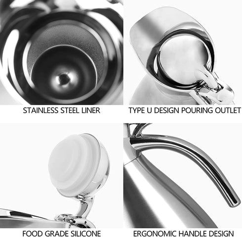 CABAX 34 oz Food-grade Stainless Steel Thermal Carafe/Double Walled Vacuum Insulated Coffee Pot with Press Button Top, 12+ Hrs Heat&Cold Retention for Coffee,Tea,Beverage etc (1.0L)