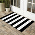 Black and White Outdoor Runner Rug 27.5'' x 43'',Washable Striped Layered Doormats Front Porch Rug Farmhouse Check Entrance Carpet for Welcome Mat/Indoor/Laundry Room