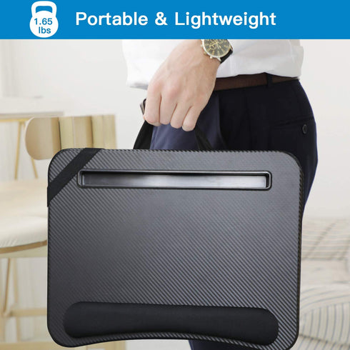 HUANUO Laptop Lap Desk - Fits up to 14 inches Laptop Stand with Phone Holder,Tablet Holder, Portable Lap Desk Built-in Soft Foam Pillow Cushion, Elastic Band?Laptop Stop Bar - HNLD13