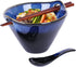 WHJY 20oz Ceramic Japanese Ramen Bowl set,with Chopsticks & Spoon, Porcelain Bowl for Soup, Noodle, Udon and Soba, Noodle Bowl