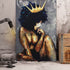 Black Women Canvas Wall Art African American Black Queen Women Wall Art Abstract Black Art Fashion Contemporary Artwork- Queen Think For Living Room Bedroom No Frame 16x24 Inch
