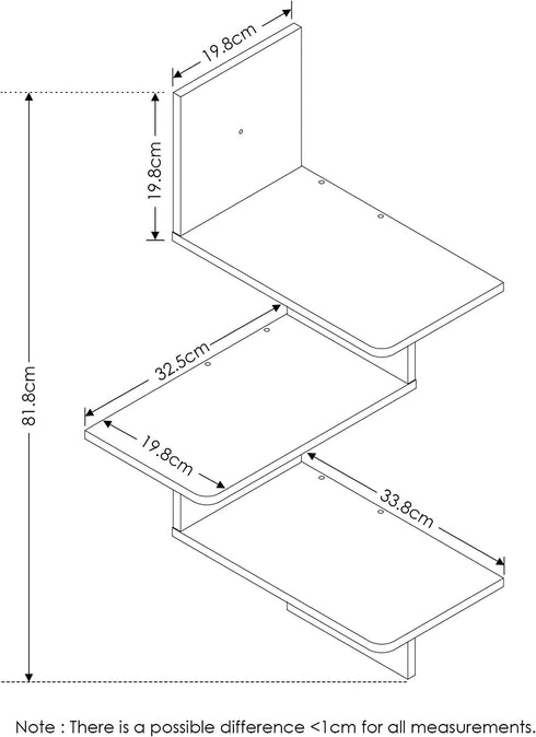 Furinno Rossi Wall Mounted Shelves, 3-Tier Rectangle, Espresso/Black