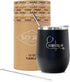 KCT Store Nurse Gifts - Doctor Gifts & Medical Gifts - Essential AF - Stainless Steel Double Walled Wine & Coffee Tumbler - BPA Free Closing Lid and Metal Straw Included - 12 oz (Matte Black)