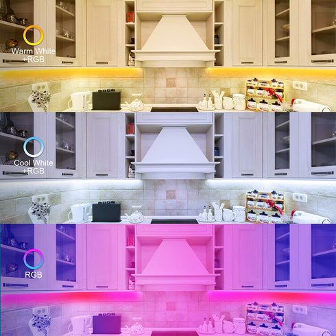Under Cabinet LED Lighting Kit, GPED 5050 RGB Led Strip Lights 6PCS Waterproof TV Backlight with APP Remote Control Music Sync Led Lights Flexible 10ft Tape Lighting Kits Timing Bedroom Kitchen