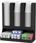 Mind Reader 6 Compartment Upright Breakroom Coffee Condiment and Cup Storage Organizer, Black, 13.5 x 4.30 x 12