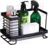ORZ Sink Caddy Organizer Countertop, Holder for Sponge Brush Soap Dish Dishcloth with Drain Pan Stainless Steel for Kitchen Black¦