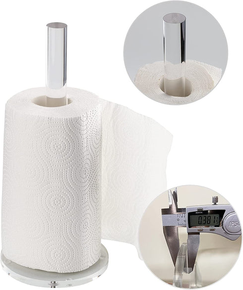 Worhe Clear Acrylic Paper Towel Holders 5.9" Diameter Thickening Sturdy Base, for Kitchen Bathroom Vanity Countertop , Paper Towel Dispenser for Tear Paper Towel Roll 1 Pack(YGC001)