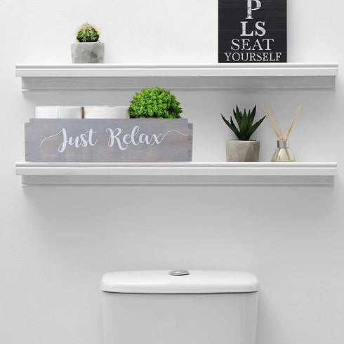 TJ.MOREE Please Seat Yourself/Just Relax Bathroom Decor Box Farmhouse New Home Housewarming Gift Mason Jars and Artificial Flower Box Powder Room Decor Rustic Home Decor