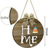 Jetec Home Interchangeable Welcome Sign, Seasonal Front Door Decor with 16 Changeable Ornament, Rustic Wood Round Wall Hanging Sign for Valentines Easter Independence Day Holiday Porch
