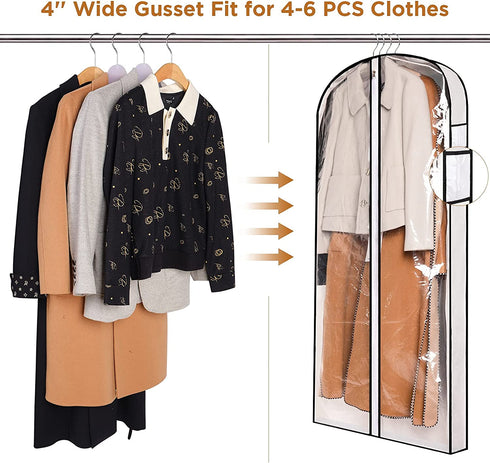 Aphyxen Garment Bags, 47''/ 60'' Garment Bags for Hanging Clothes Suit Bag Garment Bags for Travel with 3 Hangers, 4" Gusseted Garment Bag Clothes Cover for Shirts Dress Sweater (8 Pack)