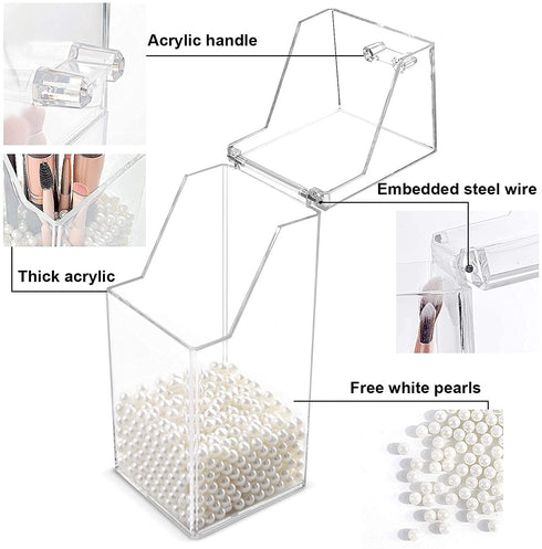 InnSweet Makeup Brush Holder Organizer, Dustproof Cosmetics Brush Storage with White Pearls