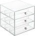 iDesign 3 Plastic Vanity, Compact Storage Organization Drawers Set for Cosmetics, Glasses, Dental Supplies, Hair Care, Bathroom, Dorm, Desk, Countertop, Office, 7" x 6.5" x 6.5"