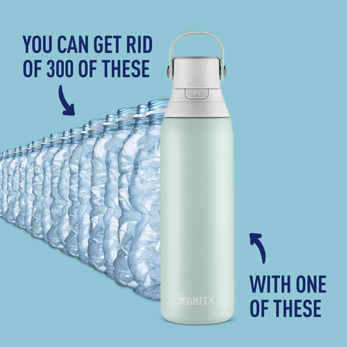 Brita Stainless Steel Water Filter Bottle, 20 Ounce, Glacier, 1 Count
