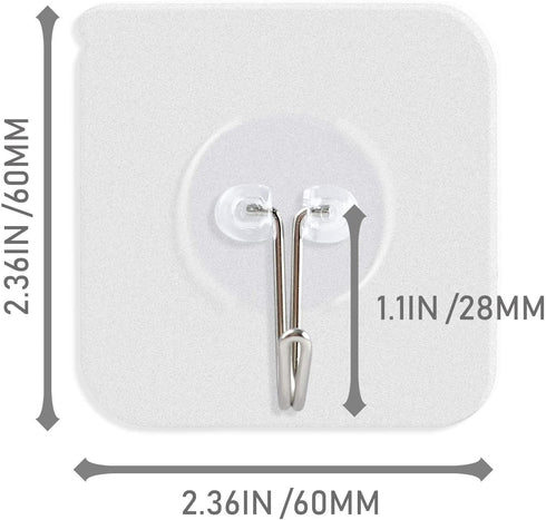 AROIC Heavy Duty Adhesive Hook, 20 lbs / 9 kg (Max), Removable, Waterproof, Reusable Stainless Steel Hook for Bedroom, Kitchen, Bathroom-40 Pieces