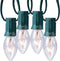 C9 Clear Christmas String Lights, Outdoor Christmas Lights String, Hanging Christmas Roofline Lights, Patio Lights for Outdoor Decor, Green Wire, 25 Feet