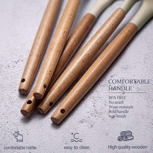 Kitchen Cooking Utensil Set, Fungun 26 pcs Cooking Utensils - Nonstick Kitchen Utensils Cookware Set Spatula Set -Kitchen Gadgets Utensils Set, Kitchen Tools Gift-khaki