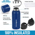 Hydration Nation 18oz, 32oz, or 40oz Vacuum Insulated Water Bottle - Metal Water Bottle For Sports & Outdoor - Thermo Stainless Steel Water Bottle With Straw & 3 Lids For Hot & Cold Drinks (Blue)
