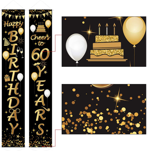 2 Pieces 60th Birthday Party Decorations Cheers to 60 Years Banner 60th Party Decorations Welcome Porch Sign for 60 Years Birthday Supplies (60th Birthday)
