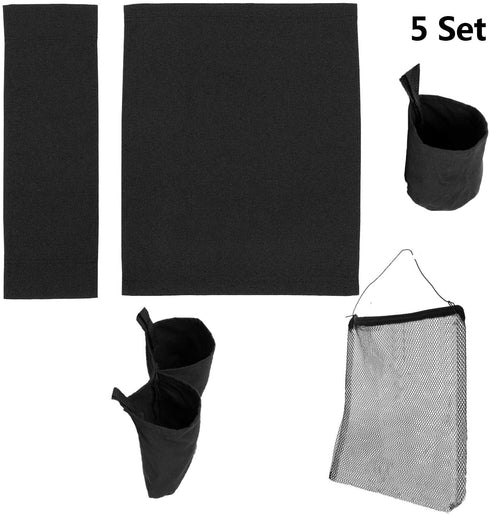 STAY GENT 5 in 1 Accessories Set for Makeup Artist Chair, (not Including Chair) Black Chair Replacement Cover Canvas, 2 Portable Side Storage Bags and Hanging Mesh Bag, Black