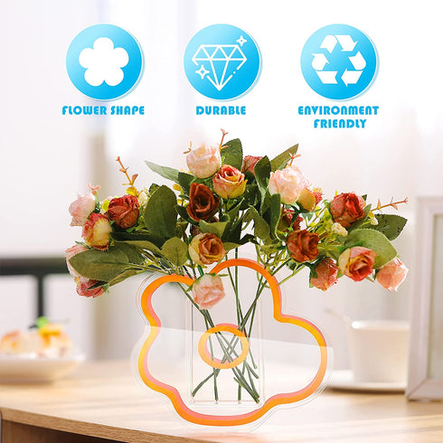 VOSAREA Pink Acrylic Cloud Shaped Flower Vase Make Up Brush Pen Holder Elegant Modern Contemporary Design Vase for Home Office Wedding Decor