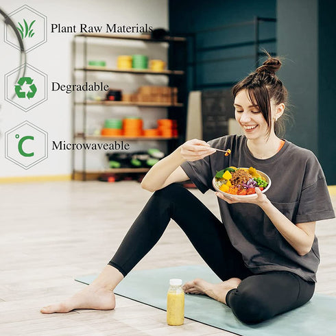 100 Pack 12 oz Disposable Paper Bowls,Heavy Duty Compostable Bowls,Natural Bagasse Bowls,Eco-friendly Paper Alternative Bowls for Parties Restaurants Catering