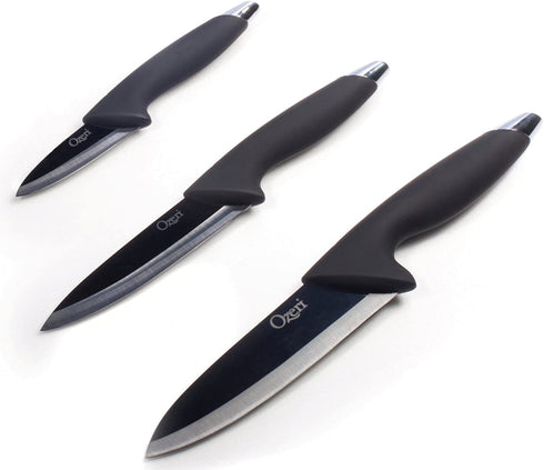 Ozeri Elite Chef Black 3-Piece Ceramic Knife Set, 12.5 x 7.5 x 1 inches