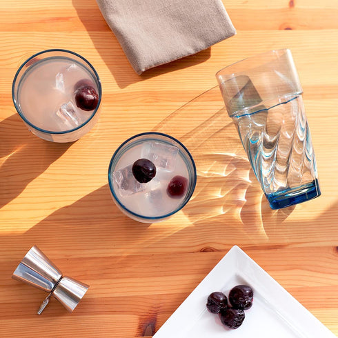 Cupture Bistro Unbreakable Drinking Glasses, 20 oz / 12 oz, 4 Pack (Misty Blue)