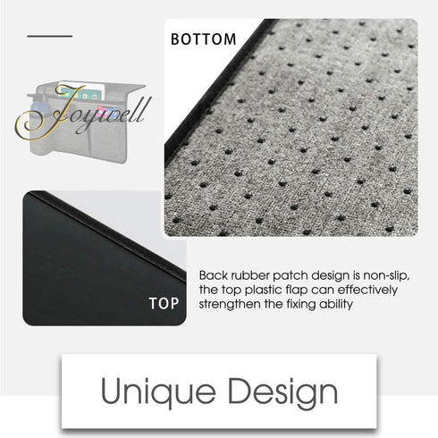 Joywell Bedside Storage Bedroom Organization Bedside Caddy Remote Control Holder 4 Pockets Bedside Organizer Dorm Insert Mattress for Remote Control, Phone, Magazine, iPad, Tablet, Grey