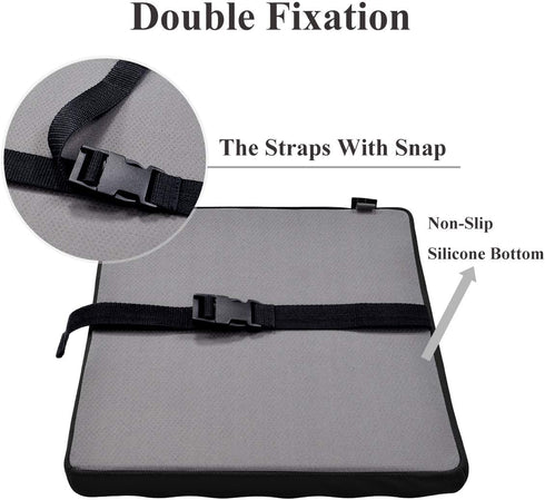 baibu 12 Inches Non Slip Stool Cushion Square, Soft Bar Stool Cushion with Ties Memory Foam Square Seat Cushion for Stackable Kitchen Stools - One Pad Only, Black (12'' (30CM))