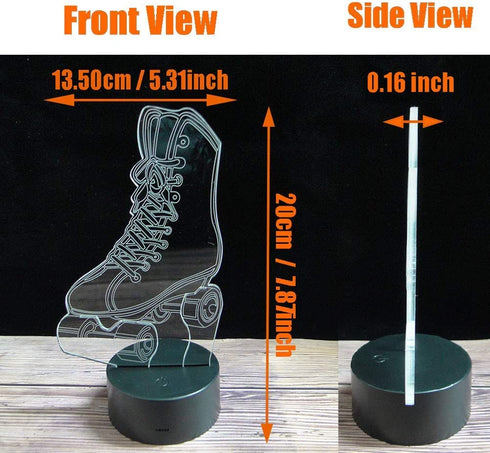 HIPIYA Roller Skate LED 3D Illusion Night Light USB Wheel Skating Shoes Lamp Birthday Gift for Teen Boy Girl Kid Teenager Adult Women Sports Bedroom Decoration Room Decor (Shoes)