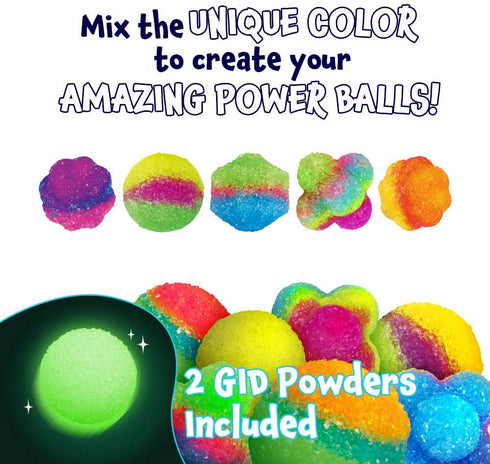 XXTOYS Create Your Own Bouncy Balls Craft Kit for Kids Crystal Power Balls Glow Magic Balls 12 Individual Kits 4 Molds, 6 Colors, Birthday Party Favors Fun DIY Arts and Crafts for Kids STEM Projects