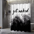 Black Ombre Shower Curtain Get Naked Shower Curtain White Grey Funny Cute Art Fonts Quotes Fabric Shower Curtain Set for Bathroom Decor Waterproof with Hooks, 72 x 72 Inches