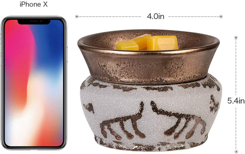 NALATI SUNPIN Electric 2 in 1 Wax Warmer for Scented Wax,Ceramic Candle Warmer,Home Fragrance Diffuser,Aroma Decor for Bedroom Living Room (Golden Gray)
