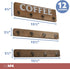 Ilyapa Rustic Wooden Coffee Mug Rack, Wall Mounted Mug Holder for Cups - 12 Hook Brown Wooden Display Rack for Kitchen Storage and Mug Collection