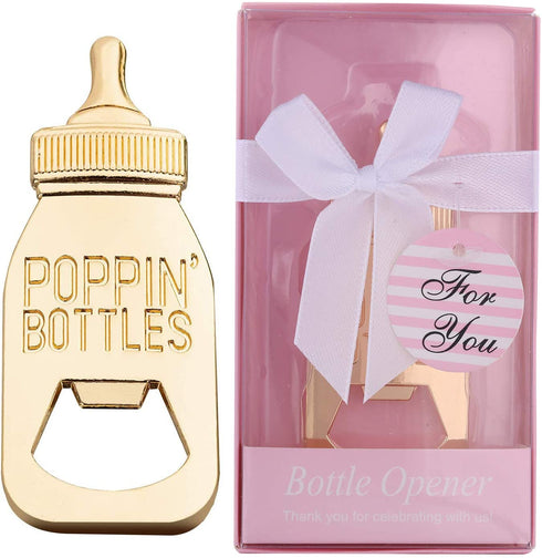 12 Pack Poppin Bottle Bottle Openers for Girl Baby Shower Favors/Souvenirs,Girl Baby Shower Decorations,Birthday,Gender Reveal Party Favor and Keepsake Supplies (12, Pink)