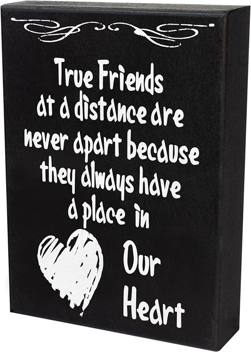 JennyGems True Friends At A Distance Are Never Apart Sign, Friend Gifts, Going Away Gifts For Friends, Long Distance Friendship Sign, 6x8 Inches Wood Wall Hanging, Friends Desk Plaque