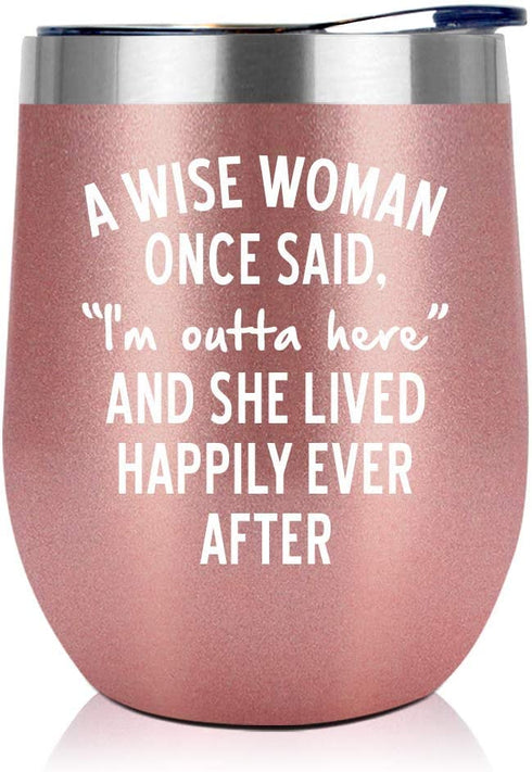 Retirement Gifts For Women 2022 - Retired Gifts For Women - Female Retirement Gifts - Coworker Leaving Gifts, Farewell Gifts, Goodbye Gift For Women, Colleagues, Coworkers, Friends - 12Oz Wine Tumbler