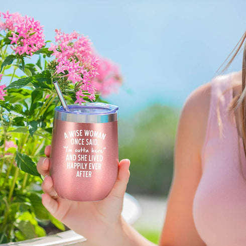 Retirement Gifts For Women 2022 - Retired Gifts For Women - Female Retirement Gifts - Coworker Leaving Gifts, Farewell Gifts, Goodbye Gift For Women, Colleagues, Coworkers, Friends - 12Oz Wine Tumbler