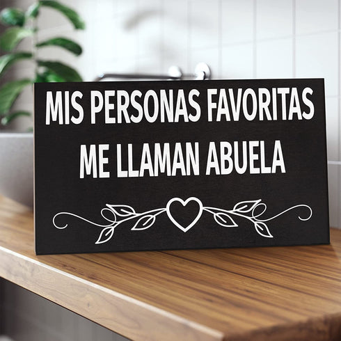 JennyGems Gifts for Abuela, Abuela Gifts from Granddaughter Grandson, Mis Personas Favoritas Me Llaman Abuela Wooden Sign, Regalo Para Abuela, Abuela Gifts for Christmas, Grandma Birthday Gifts